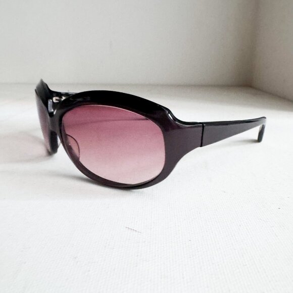 Oliver Peoples " La Donna" Oval Wrap Around Burgundy Purple Sunglasses - Picture 3 of 10